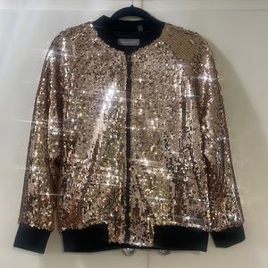 Bagatelle brand new without tags gold sequin bomber jacket